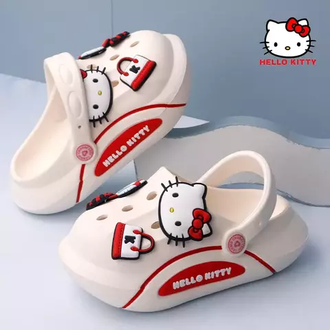 Crocs Hello Kitty chinelos antiderrapantes para crianças, fundo macio e muito confortável. Tamanho já está convertido ao Padrão BR