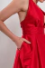 VEST0625 - Vestido largo de Shantung armado con bolsillos - tienda online