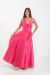 VEST0625 - Vestido largo de Shantung armado con bolsillos - comprar online