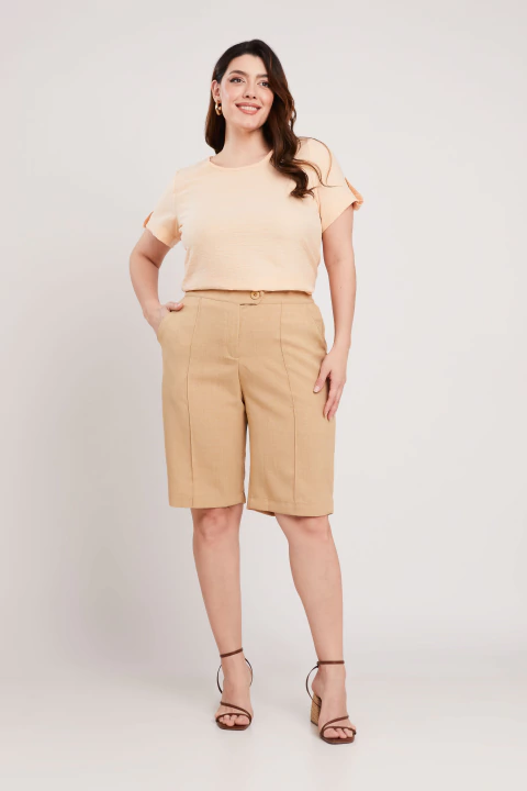 Blusa Manga Detalhe com Botão Pessego - comprar online