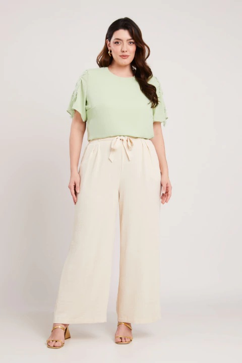 Calça Lisa Pantalona Off White - comprar online
