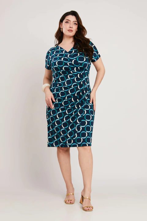 Vestido Lateral com Pregas Azul - comprar online