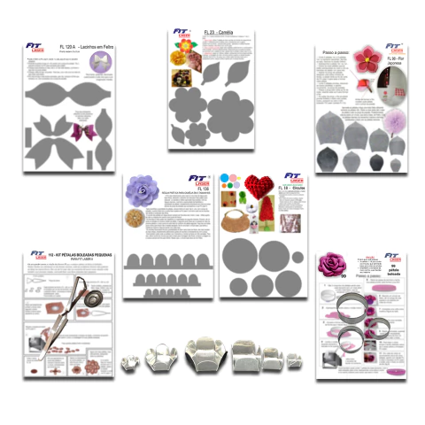 FLV 43 Kit Moldes para Flores de Sucesso