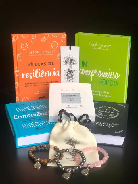KIT 4 SEJA RESILIENTE - CONTÉM: 4 LIVROS + 3 PULSEIRAS + 1 BARALHINHO DOS SENTIMENTOS