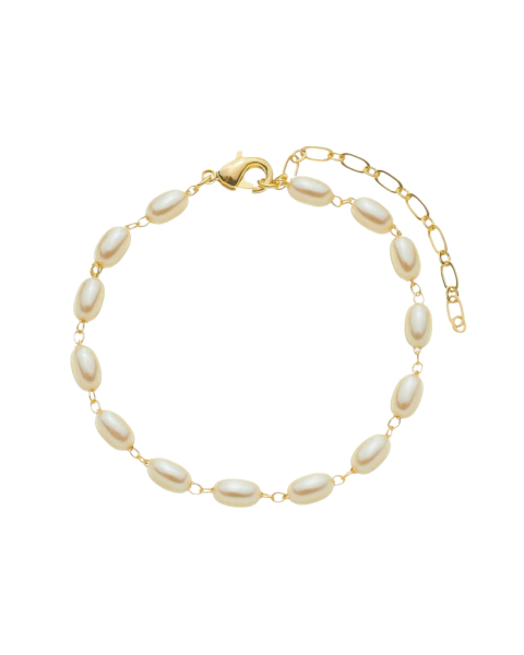 Pulseira Pérolas Ovais Banho Ouro 18K - comprar online