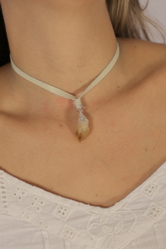 Collar - citrino & cuero - en internet
