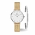 Relógio Feminino Monalisa Prata Pulseira Dourada 32mm + Bracelete Prata