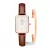 Relógio Feminino Quadrado Piermont Marrom + Bracelete Rosé