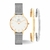 Relógio Feminino Madeleine Dourado Pulseira Prata 32mm + 2 Braceletes