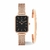 Relógio Elegante Vermont Black Rosé + Bracelete New Port Gold Rosé