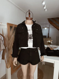 Campera de jeans con stras cocidos - Juanita Shop