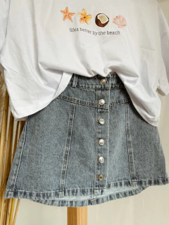 Pollera botones jeans nevado en internet