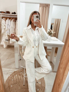 Pantalon de lino bordadito - tienda online