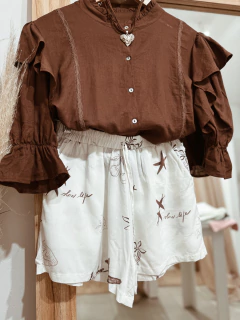 Short estampado de fibrana (marrón) - comprar online