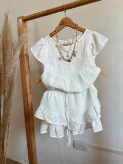 Short pollera lino bordado en internet