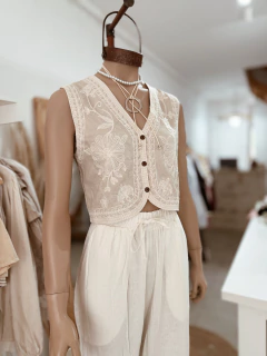 Chaleco bordado de lino - comprar online