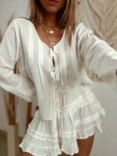 Blusa de lino para atar - comprar online