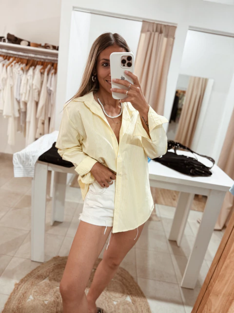 Camisa over rayada amarillo