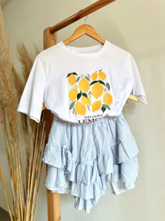 Short pollera con volados en internet