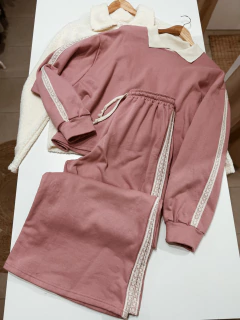 Conjunto de algodón rosa con puntillas - Juanita Shop