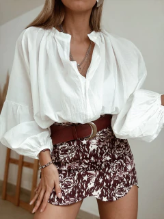 Pollera estampada bordo en internet