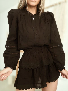 Pollera negra con puntilla - tienda online