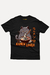 Camiseta preta com estampa de um gato kawaii segurando hashis e um bowl de ramen, com a frase "Ramen Lover" geek e nerd