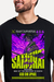 Camiseta preta com estampa colorida de um samurai em estilo anime, com o texto "Tokyo Samurai" e "Bushidō" em destaque.