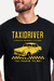 Camiseta preta com estampa do filme Taxi Driver, apresentando um carro amarelo e a frase "YOU TALKIN' TO ME?"