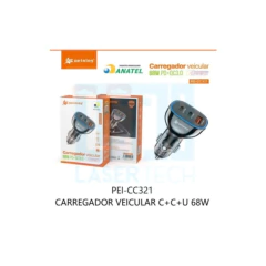 FONTE VEICULAR TURBO 68W PD+QC3.0 PEI-CC321