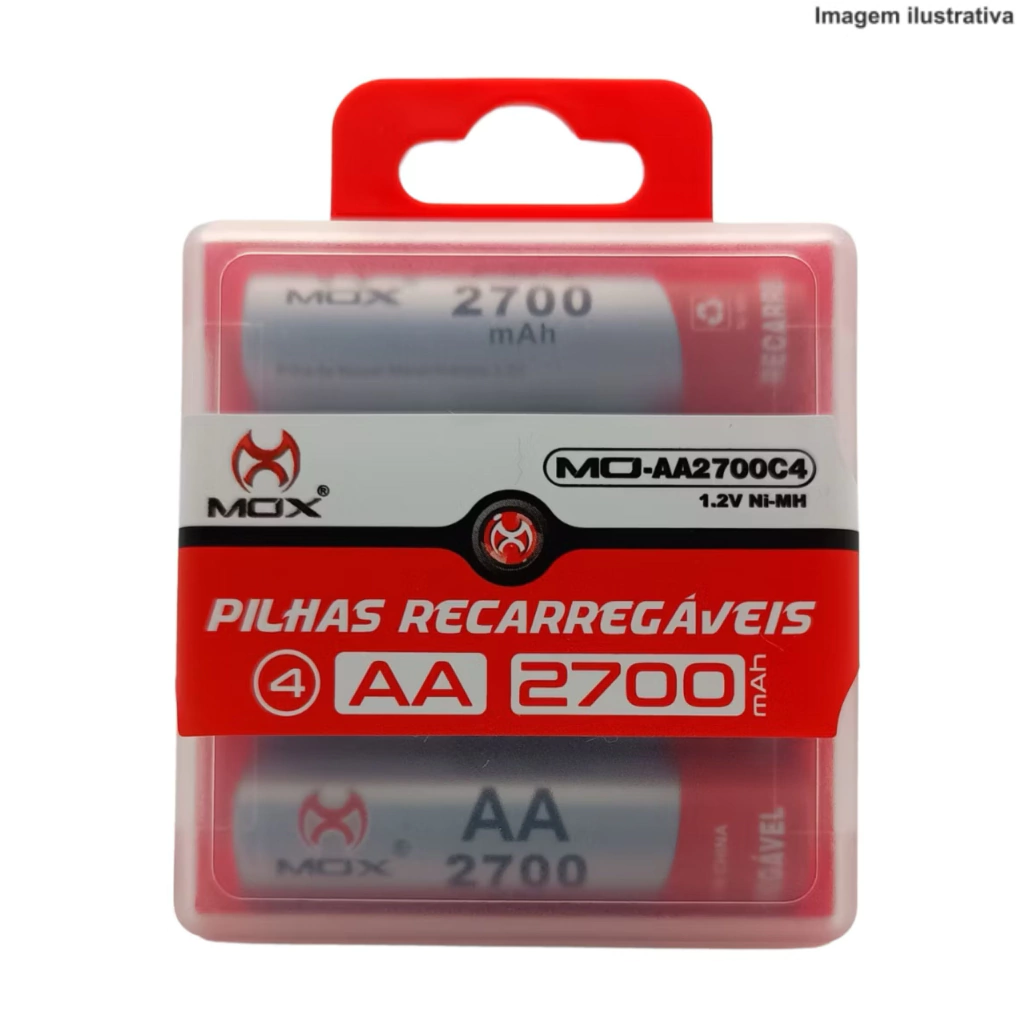 Kit 4 Pilhas Recarregáveis Aa Mo-Aa2700C4 Mox
