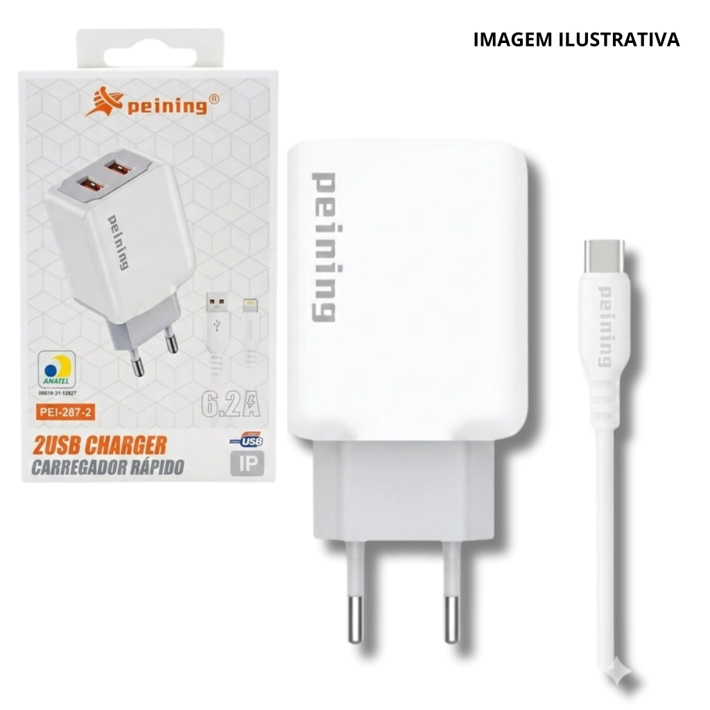 Carregador Tpc Com Dual Usb Pei-287-3