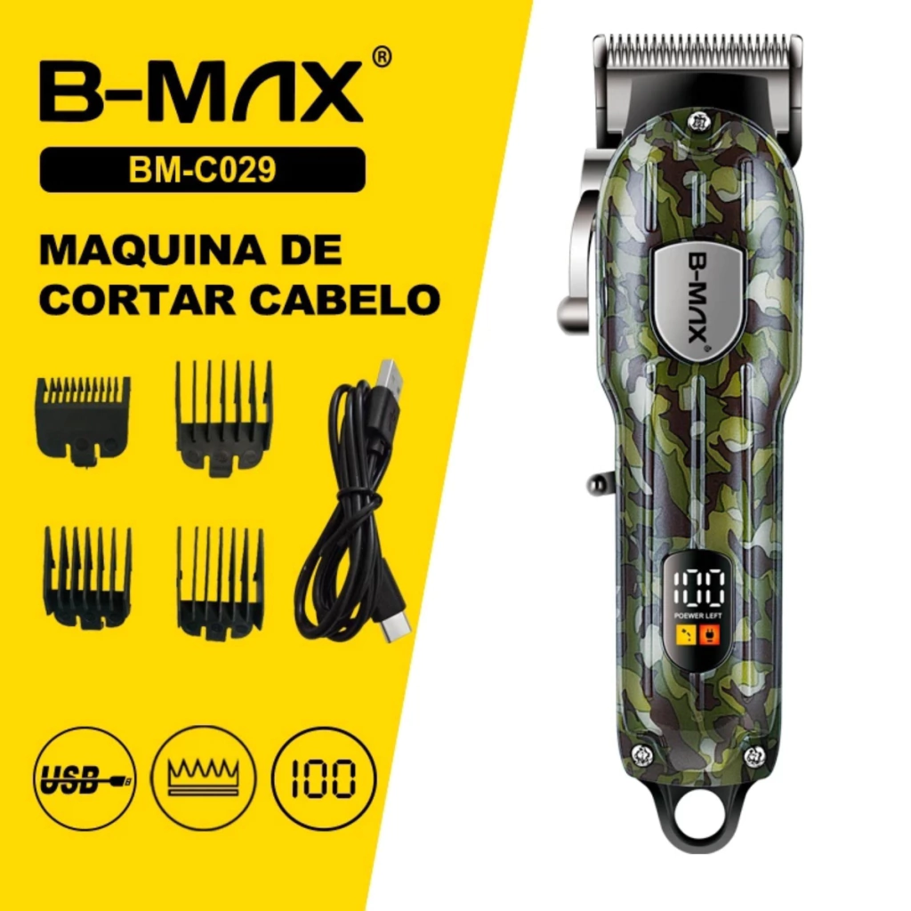 Máquina De Cortar Cabelo Profissional Bm-C029 B-Max