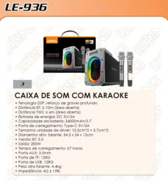 CAIXA DE SOM FUNÇÃO KARAOKE LE-936 - comprar online