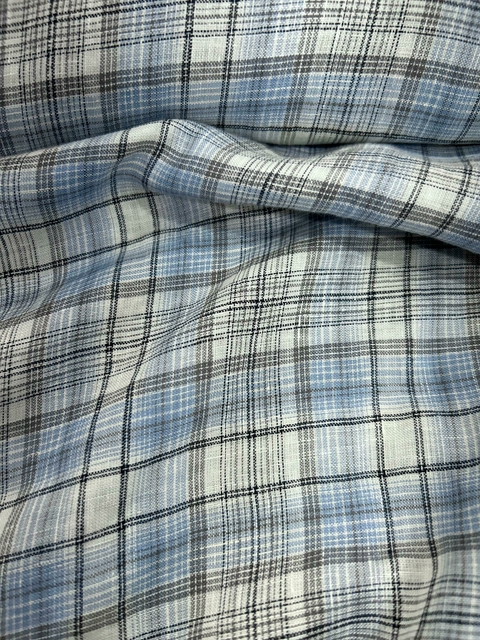 Linho Italiano Legítimo Xadrez Preto/Azul - comprar online