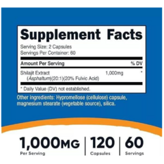 Shilajit 1000 mg | Nutricost | 120 cápsulas - comprar online