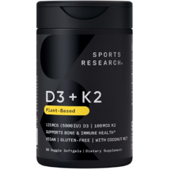 Vitamina D3 5000 iu + K2 | Sports Research | 60 cápsulas