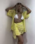 Conjunto Mood Praiano Renda Amarelo (Kimono + Saia Amarração) - comprar online