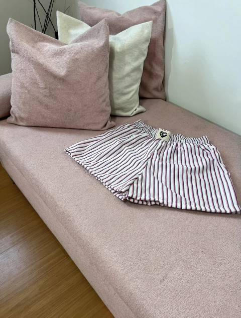 Boxer Shorts Listras Rosa e Branco