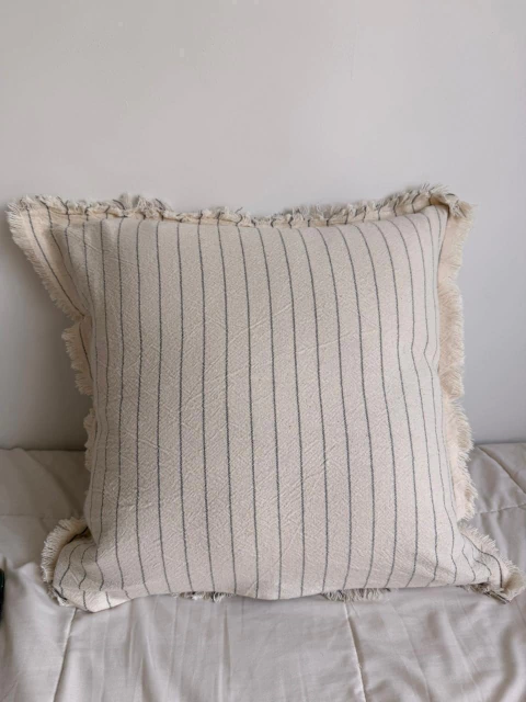 Funda landon desflecado rayas gris perla