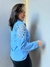 Camisa Feminina Bordada Simone Azul - PURO LUXO VIP STORE