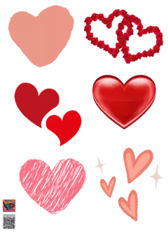 PLANTILLA 20 cm x 14, 4 cm DE APLIQUES DTF TERMOPEGABLE TEMATICA CORAZONES - tienda online