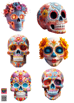 PLANTILLA 20 cm x 14, 4 cm DE APLIQUES DTF TERMOPEGABLE TEMATICA CALAVERAS - comprar online