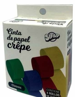 CINTA DE PAPEL CREPE SIFAP POR 4 ROLLOS DE 10 METROS CADA UNO en internet