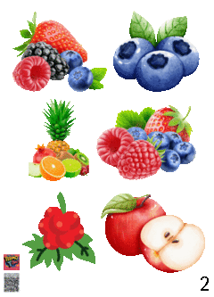 PLANTILLA de 20 xm x 14,4 cm DE APLIQUES DTF TERMOPEGABLE TEMATICA FRUTAS - BOX POPULIX