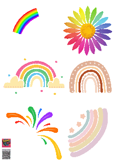 PLANTILLA 20 X 14,4 cm DE APLIQUES DTF TERMOPEGABLE TEMATICA ARCOIRIS - BOX POPULIX