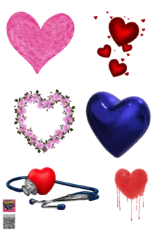 PLANTILLA 20 cm x 14, 4 cm DE APLIQUES DTF TERMOPEGABLE TEMATICA CORAZONES - BOX POPULIX