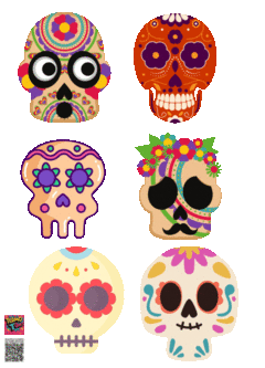 PLANTILLA 20 cm x 14, 4 cm DE APLIQUES DTF TERMOPEGABLE TEMATICA CALAVERAS - BOX POPULIX