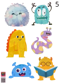 PLANTILLA 20 cm x 14, 4 cm DE APLIQUES DTF TERMOPEGABLE TEMATICA MONSTRUOS