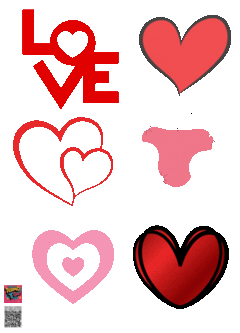 PLANTILLA 20 cm x 14, 4 cm DE APLIQUES DTF TERMOPEGABLE TEMATICA CORAZONES